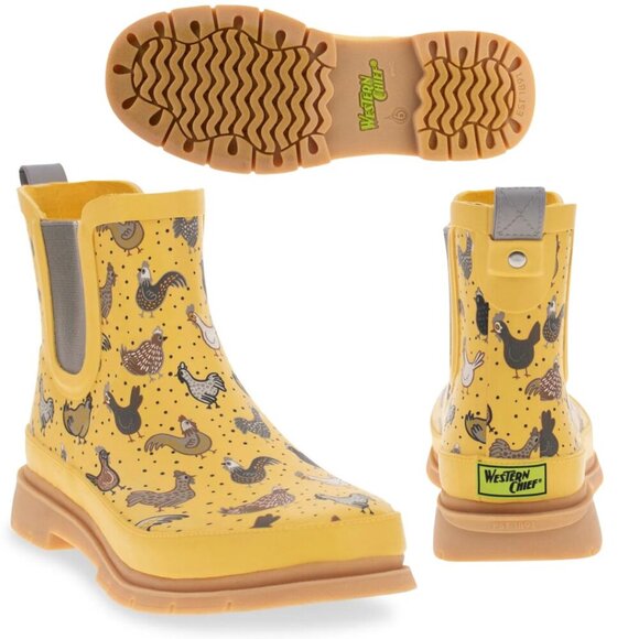Western Chief Shoes - Western Chief Hen Frenzy Chelsea Boot - Yellow size 9